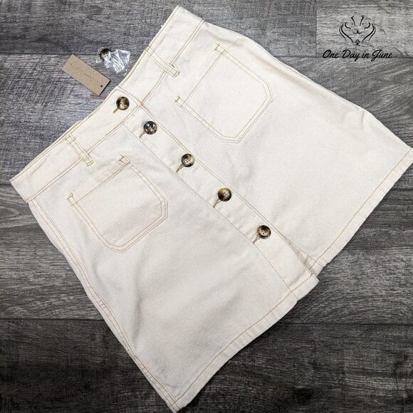 Streetwear Society Button Front Denim Mini Skirt Size M - Picture 1 of 5